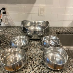 Williams Sonoma Silver Metal Serving Bowls Set